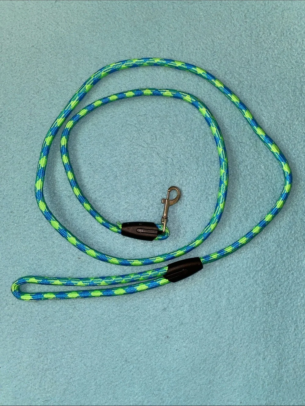 DOG LEASH braided neon green blue with metal swivel clip 60 inch size OSFA